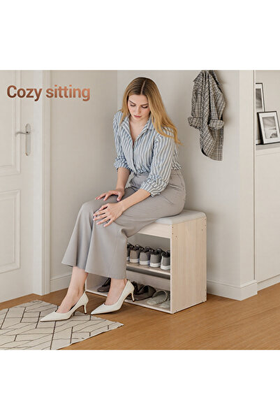 Topone1Topone1 60cm Shoe Bench, Storage Bench with Shoe Cabinet, Shoe Rack, E...