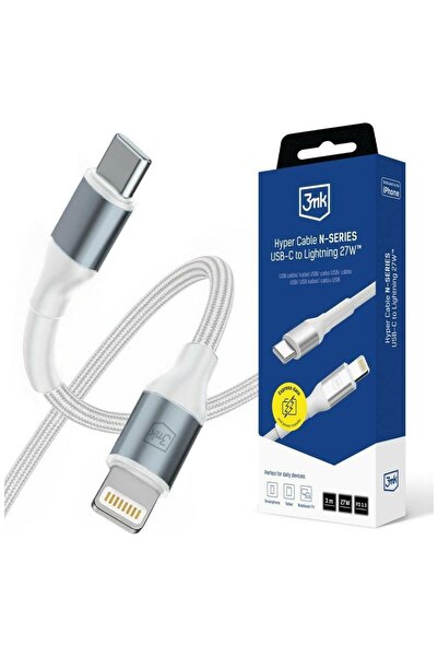 3MK Cablu de încărcare Hyper N-SERIES USB-C la Lightning, 27W, 3A, 3m, Alb