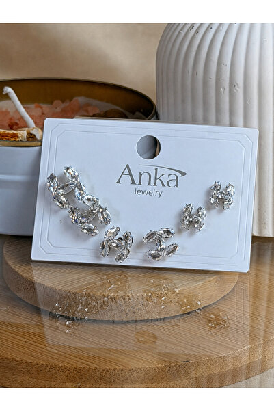 ANKA JEWELLRY أقراط فولاذية متعددة الألوان فضية من ماركة سي سي موديل
