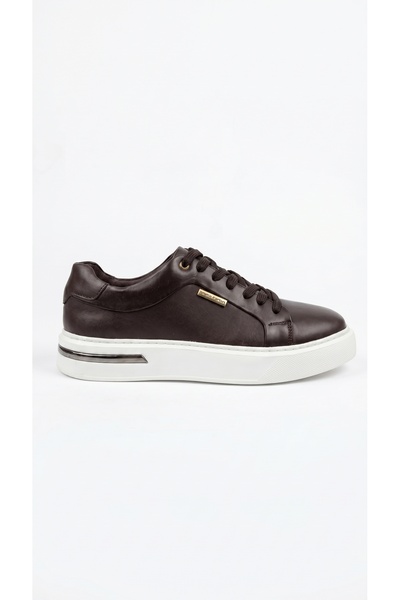 Pierre Cardin Pantofi sport cu platformă din piele naturală maro pentru bărba...