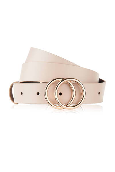 Brødrene Curea pantaloni de dama din piele Brodrene OPD-02, bej, catarama aur...