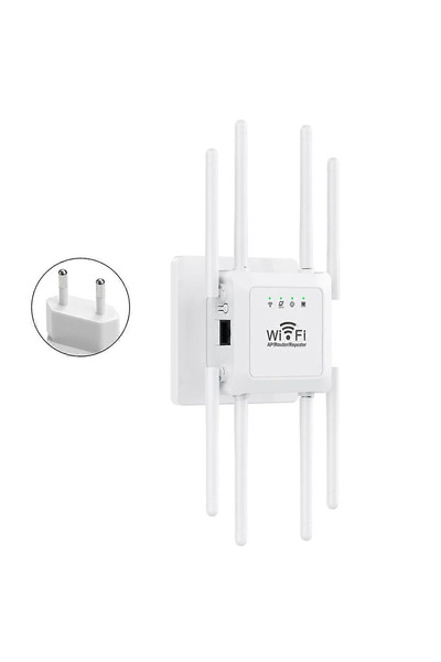 OEM Amplificator Semnal WiFi, U18-300M, 8 Antene, 300 Mbps, Range Extender, Retea 2.4 GHz, Conexiune WPA/WPA2, WPS, Port LAN, Alb