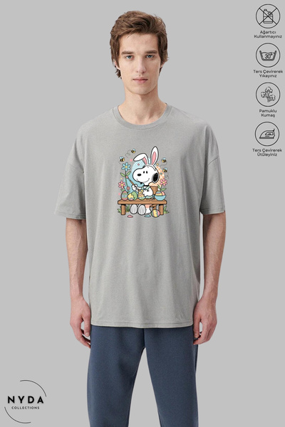 Nyda Collections Tricou unisex cu mânecă scurtă, supradimensionat, din bumbac...