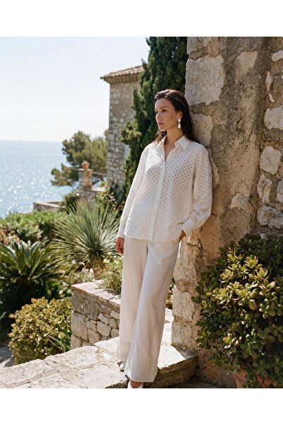 Pierre Cardin Viscose Voile Embroidery Detailed Women's Pajama Set - Lx.26222