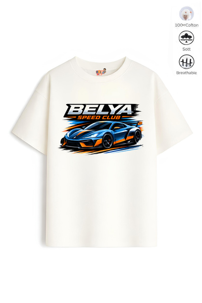 Belya Kids Wear Tricou pentru băieți Oversize Mold Belya Kids Araba Tasarım 56