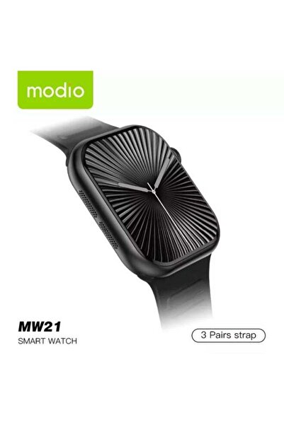 Modio ساعة ذكية MW21 (السلسلة 10) بشاشة كاملة 2.2 بوصة عالية الجودة، باللون ا...