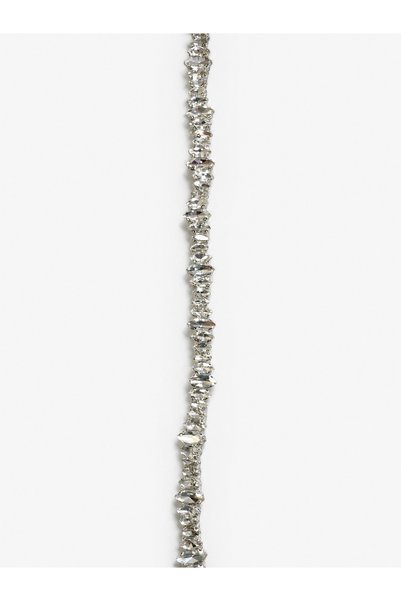 Ornaments Iron-On Crystal Stone Decorative Strip for Evening Dresses, Bridal Gowns, Shoes, Bags, and Custom Designs, 50 cm Length, 1 cm Width.