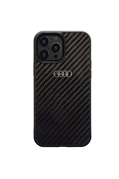 Audi Husă din fibră de carbon pentru iPhone 14 Pro 6.1 ", Negru, Negru, Rigid...