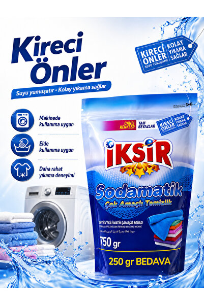 IKSIR Ultra Beyazlatıcı Çamaşır Sodası Optik Etkili Beyazlarda Parlaklık & Renklilerde Canlılık Sodamatik 750 gram