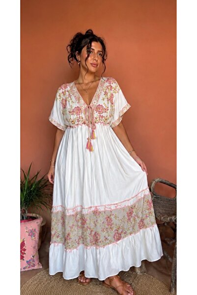 laviyonsa Rochie de vară din bumbac cu broderie lungă și căptușeală