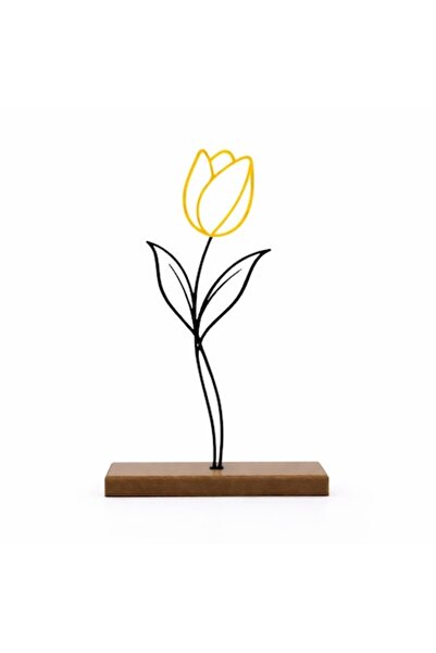 OEM Decorațiune florală modernă Linea Tulip, imprimată 3D, 21 cm, galbenă