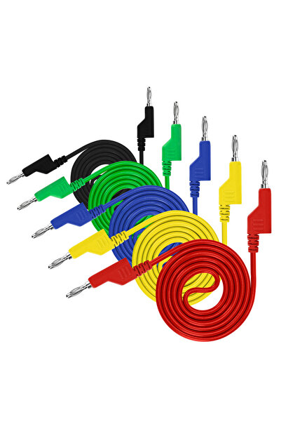 nelerbulurum 5 ADET RENKLİ 1 METRE 1000V - 19A MULTIMETRE TEST UÇLARI KABLO KİTİ