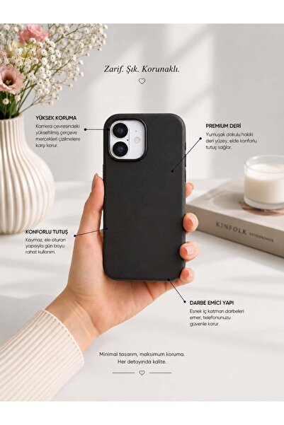 OLEA AKSESUAR İPhone 17 Kılıf Elangnace Deri Gizli Magsafeli ve Premium Kamer...