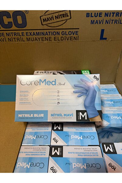 COREMED M beden mavi nitril eldiven