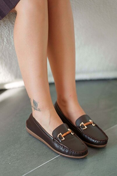 Parponi Cece Women's Genuine Leather Orthopedic Loafer Shoes Brown