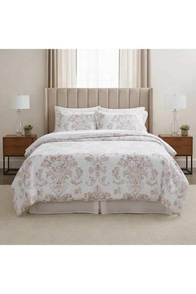 Boutique Blanche Microfiber Damask Comforter Set 6Pc Multicolour 260*240 Cm