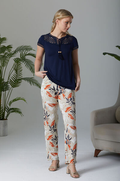 İPEKMOOD Collared Lycra Top / Printed Lycra Pants
