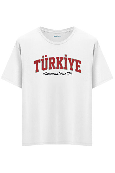 BetterThanCo Tricou oversize cu imprimeu Turcia și decolteu tip crewneck