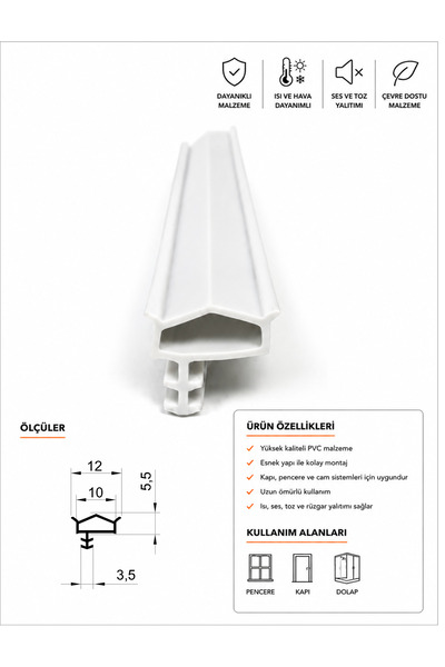MAKPLASTİK FİTİL PROFİL P 187 Ahşap Kapı Kasa Fitili 30 Metre Beyaz