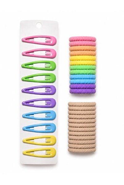 OEM Set 34 Accesorii de Par Pentru Fete, 24 Elastice si 10 Agrafe, Fixare Sig...