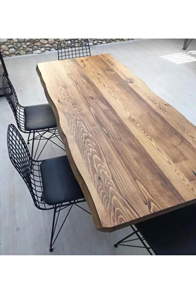 BRK Design BA AHŞAP Ahşap Doğal Kütük Yemek / Toplantı / Çalışma Masası X Aya...