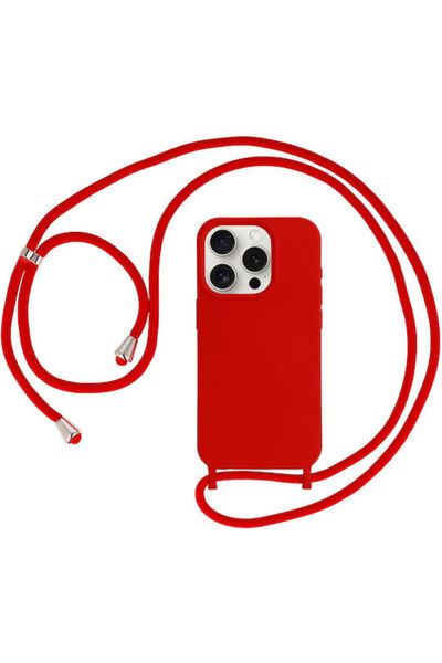 OEM Θήκη Πλάτης Σιλικόνης με Λουράκι Κόκκινο (iPhone 15 Plus)