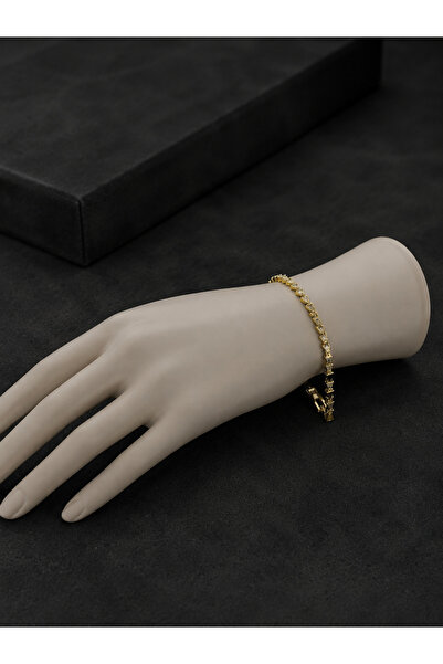 SADEN Thalea Gold Color Black Enamel Geometric Stone Women's Bracelet – Elega...