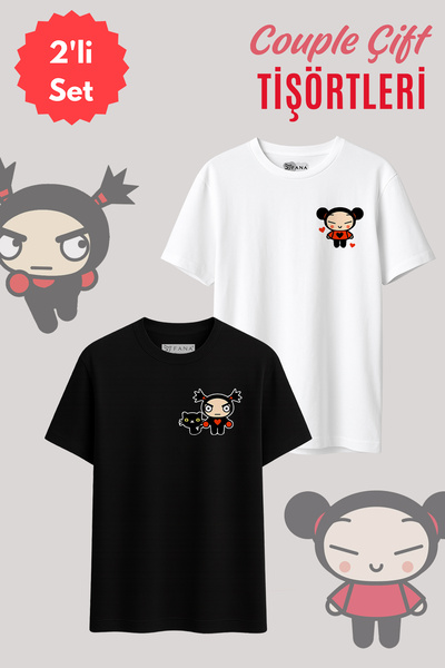 FANA Lover Combination Couple T-Shirt Set of 2 Pucca Printed Oversize Unisex ...