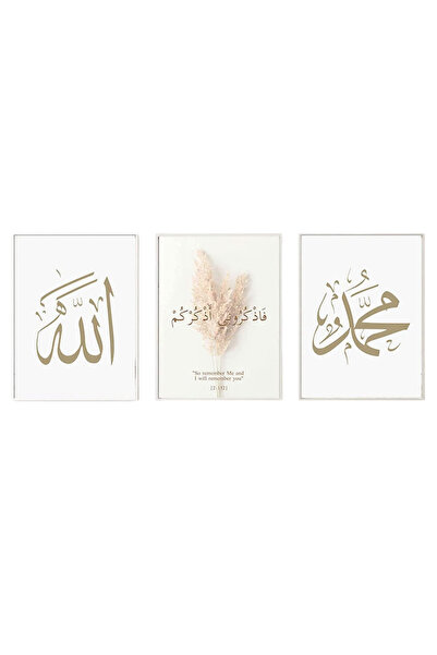 OEM Tablou tipărit pe pânză Poster Set de 3 piese 60x90 cm Artă arabă Caligrafie