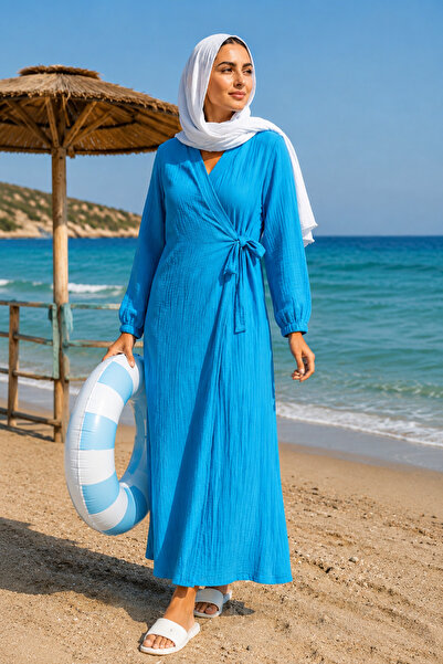 me like home Mavi Müslin Ev-Namaz Elbisesi