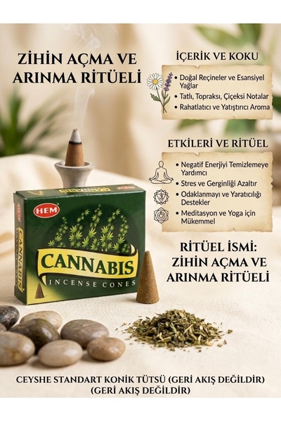 Hem Ceyshe Ritüel Konik Tütsü Rahatlatıcı Kokular Meditasyon Yoga Tütsüsü (Ge...