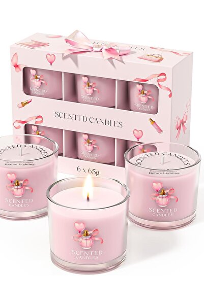 OEM Set de 6 lumânări parfumate votive 400 g, cadou, set roz