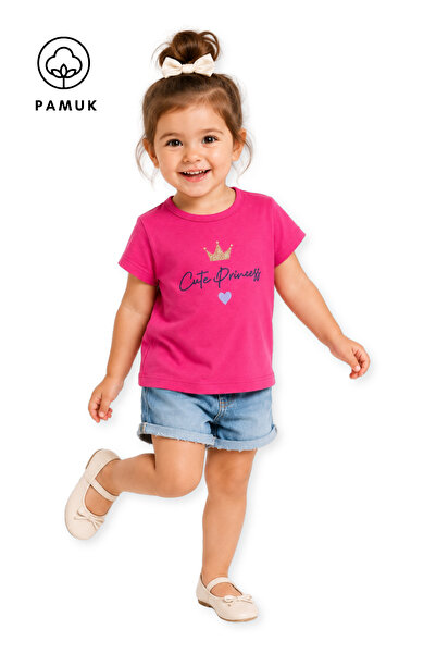 difa kids تي شيرت صيفي بأكمام قصيرة مطبوع عليه قلب للفتيات الصغيرات