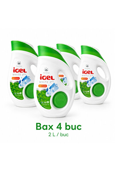 Igel Detergent lichid alb pentru rufe albe, Prospețime alpină, Bax 4 bucăți x...