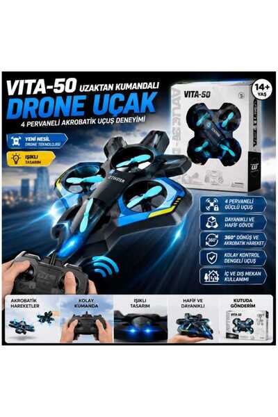 Aksoy Toys Uzaktan Kumandalı Oyuncak Drone Işıklı Şarjlı Takla Atabilen 360° ...