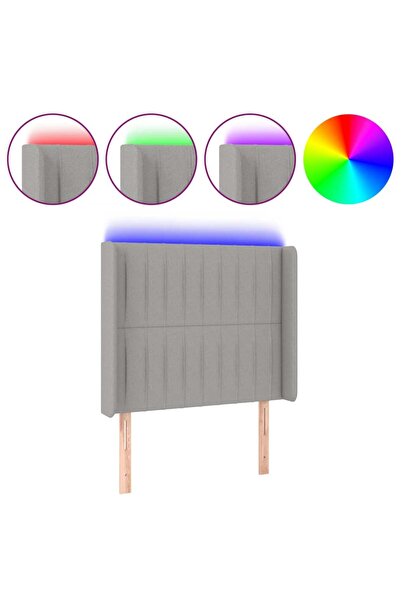 vidaxl Tăblie de pat cu LED, gri deschis, 93x16x118/128 cm, textil