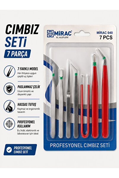 Miraç Cımbız Seti 7 Parça Hassas Uçlu Profesyonel Cımbız Takımı Elektronik Ta...