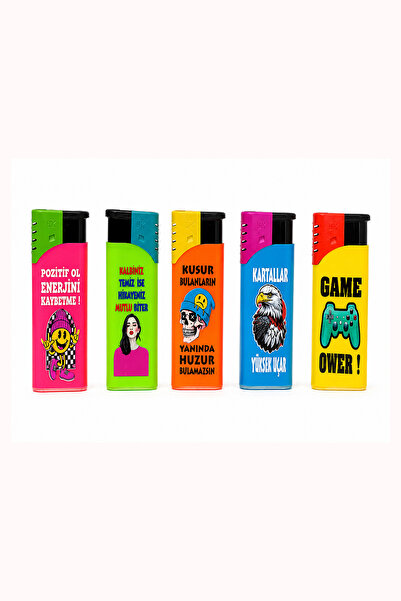 ONRSTORE 5'li Paket Karikatür Baskılı Gazlı Çakmak Doldurulabilir Taşınabilir...