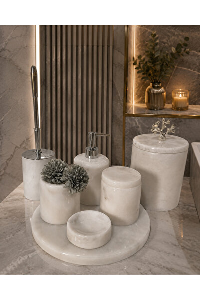 Akmera Home Akmera Elite 7 Parça %100 Gerçek Mermer Banyo Seti