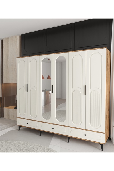 Teen & Bright DERİN 6 KAPAKLI ÇEKMECELİ GARDIROP - TAMAMI MDF