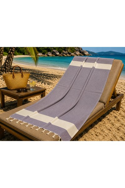 Livera Home Diamond Peshtemal |   100% Cotton, Natural Fringed |   Beach, Pool, Spa, Hammam, Sports, Travel Towel (Dark Purple - 90X180 cm)