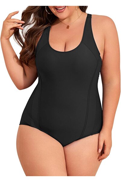 OEM Costum de baie sportiv dintr-o bucată pentru femei, ro. negru, mărime plu...