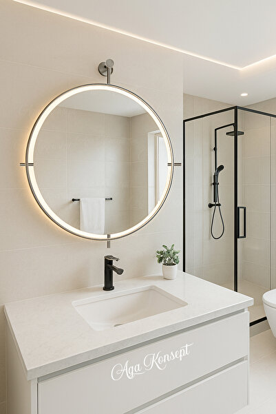 AGA KONSEPT LED li KROM Rengi Simirna Ayna 50*60 cm, 60*70 cm, 75*85 cm Dekor...