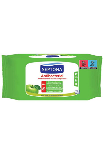 Septona Servetele Umede Antibacteriene - Green Apple, 60 buc