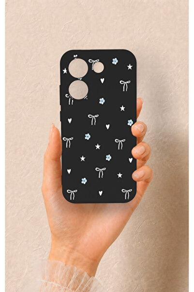 Vip Case Poco X8 Pro Uyumlu Mini Fiyonk Siyah Desenli Silikon Kılıf