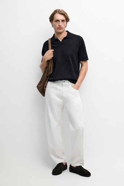 Massimo Dutti %100 pamuklu ters dikişli polo yaka triko