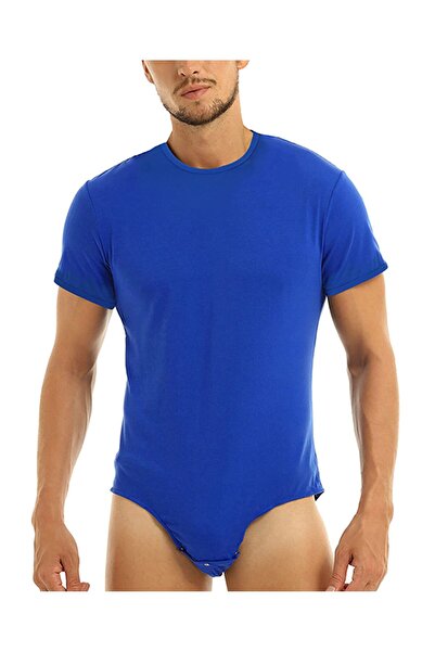 AIEOE Body pentru bărbați cu mânecă scurtă, cu capse în zona intimă, tricou d...