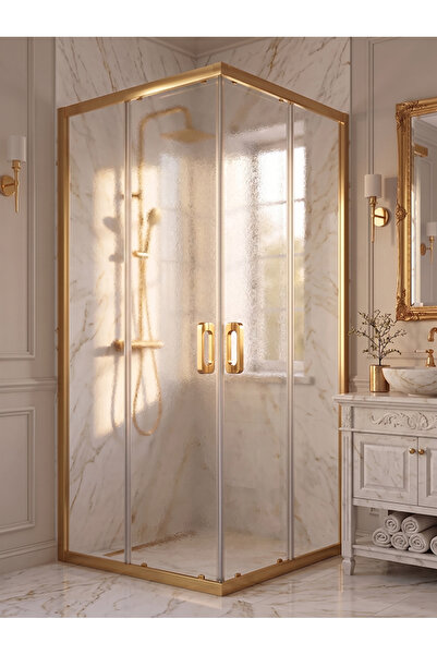 Waterline Duşakabin Kare Gold Profil Buzlu 5 mm Temperli Cam H190 cm