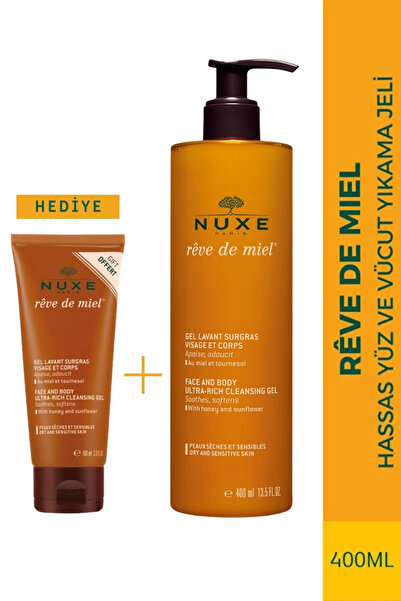 Nuxe Rêve de Miel Hassas Yüz ve Vücut Yıkama Jeli 400 ml + 100 ml Hediye