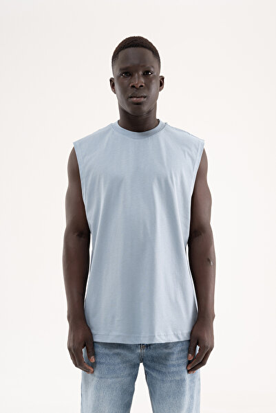 Machinist Men's Oversize Crew Neck Basic Undershirt Smoke Blue